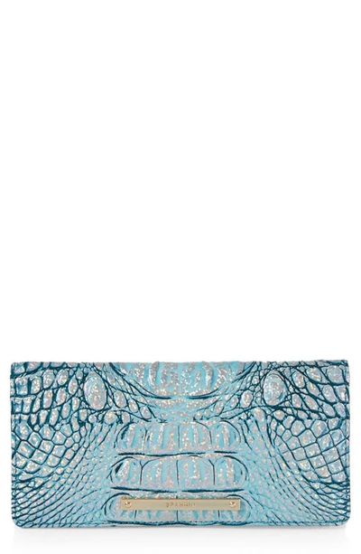 Shop Brahmin 'ady' Croc Embossed Continental Wallet In Artic Blue