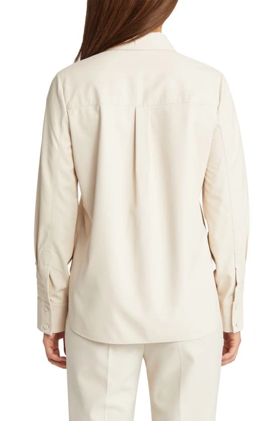 Shop Kobi Halperin Faux Leather Button-up Shirt In Alabaster