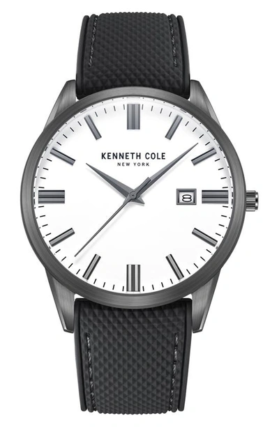 Shop Kenneth Cole Classic Silicone Strap Watch, 42mm In Grey