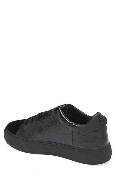 Kurt Geiger Men's Laney Croc Embossed Low Top Sneakers In Black