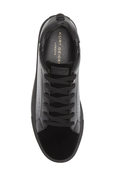Kurt Geiger Men's Laney Croc Embossed Low Top Sneakers In Black