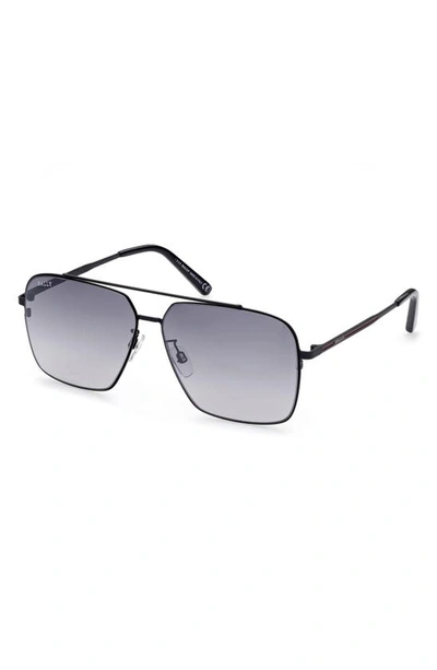 Shop Bally 62mm Oversize Gradient Aviator Sunglasses In Matte Black / Smoke Mirror