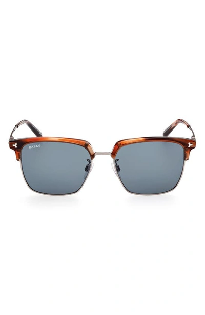 Shop Bally 55mm Square Sunglasses In Dark Brown/ Other / Blue
