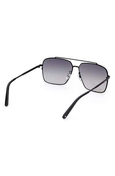 Shop Bally 62mm Oversize Gradient Aviator Sunglasses In Matte Black / Smoke Mirror