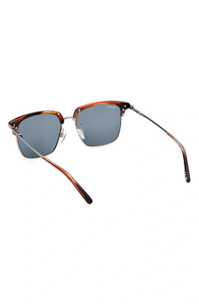 Shop Bally 55mm Square Sunglasses In Dark Brown/ Other / Blue