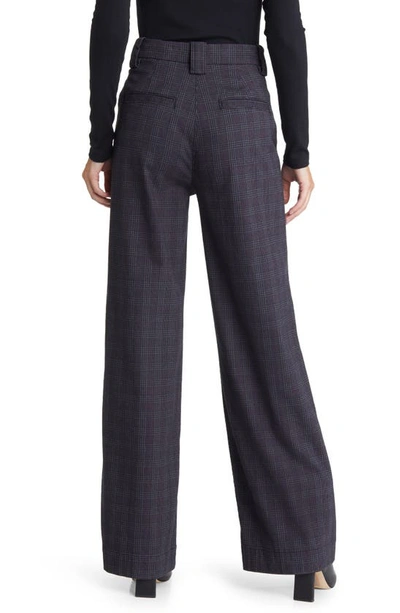 Ag Deven Plaid High Waist Wide Leg Pants In Small Rue Maroon Multi