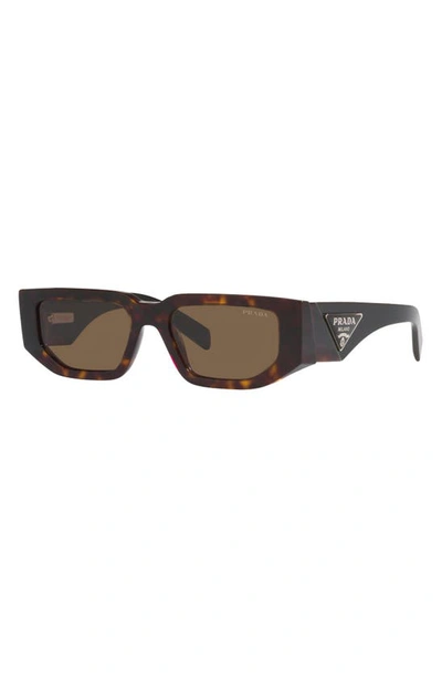 Shop Prada 56mm Rectangular Sunglasses In Tortoise