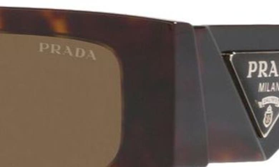 Shop Prada 56mm Rectangular Sunglasses In Tortoise