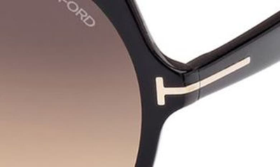Shop Tom Ford Rosemin 64mm Gradient Oversize Butterfly Sunglasses In Shiny Black/ Smoke