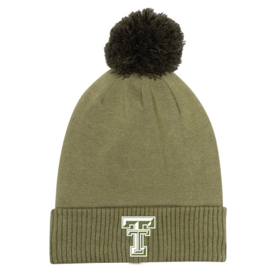 Shop Under Armour Green Texas Tech Red Raiders Freedom Collection Cuffed Knit Hat With Pom In Hunter Green