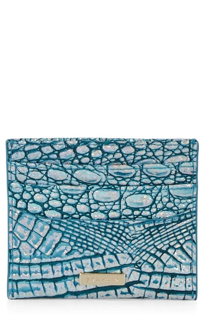 Shop Brahmin Cheryl Leather Card Holder In Artic Blue