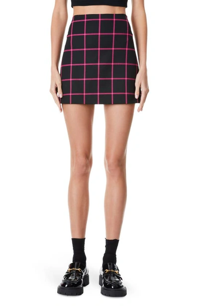 Shop Alice And Olivia Elana Miniskirt In Black/ Wild Pink