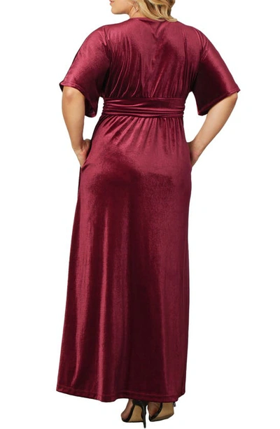 Shop Kiyonna Verona Velvet Gown In Pinot Noir
