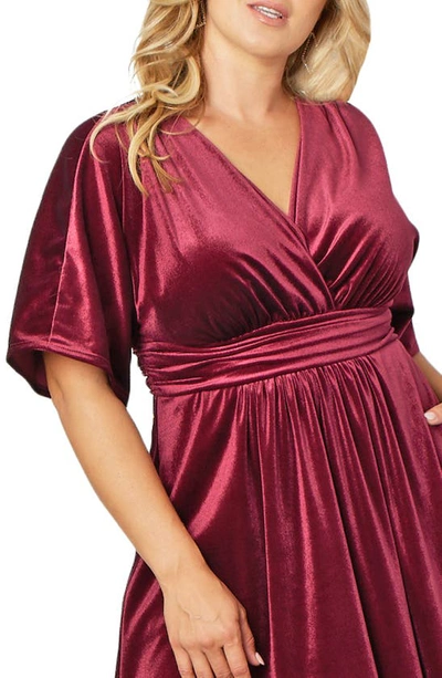 Shop Kiyonna Verona Velvet Gown In Pinot Noir