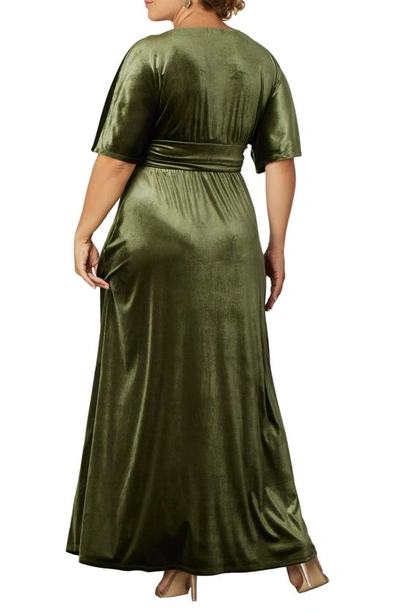 Kiyonna Verona Velvet Gown In Olive