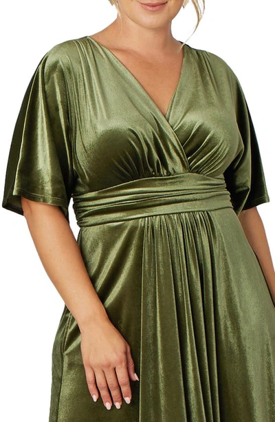 Kiyonna Verona Velvet Gown In Olive