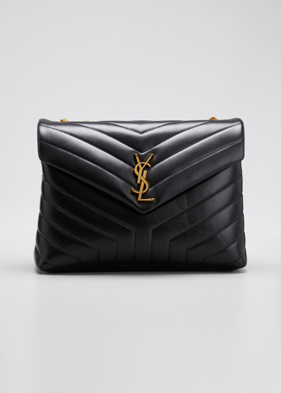 Shop Saint Laurent Loulou Medium Ysl Shoulder Bag In Quilted Leather In Black