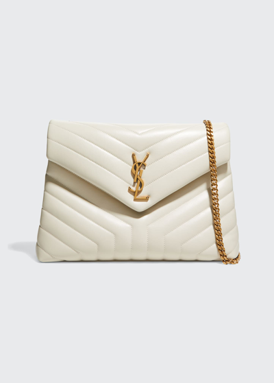 Shop Saint Laurent Loulou Medium Ysl Shoulder Bag In Quilted Leather In White