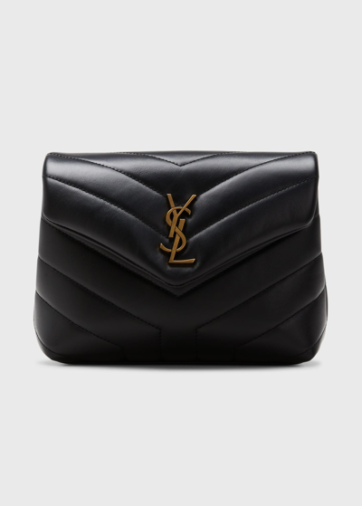 Shop Saint Laurent Loulou Toy Ysl Matelasse Calfskin Envelope Crossbody Bag In Black