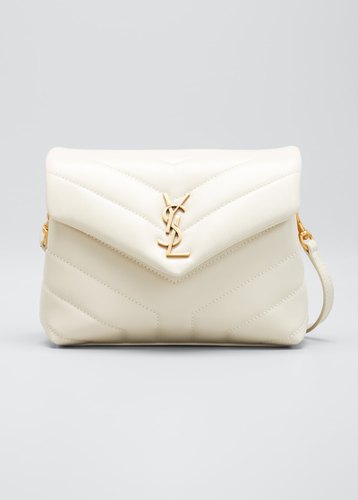 Shop Saint Laurent Loulou Toy Ysl Matelasse Calfskin Envelope Crossbody Bag In Bianco