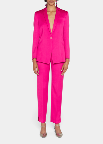 Shop Giorgio Armani Virgin Wool Tuxedo Blazer In Solid Medium Pink