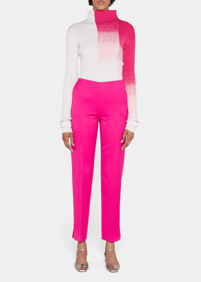 Shop Giorgio Armani Wool Tuxedo Pants In Solid Medium Pink