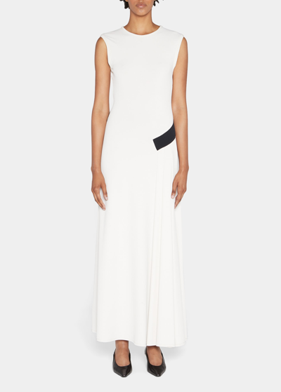 Shop Giorgio Armani Maxi Dress W/ Colorblock Hip Detail In Ice