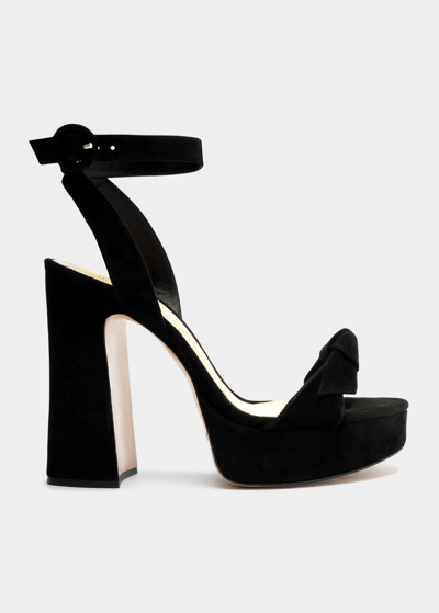 Shop Alexandre Birman Clarita Curve Suede Platform Sandals In Black