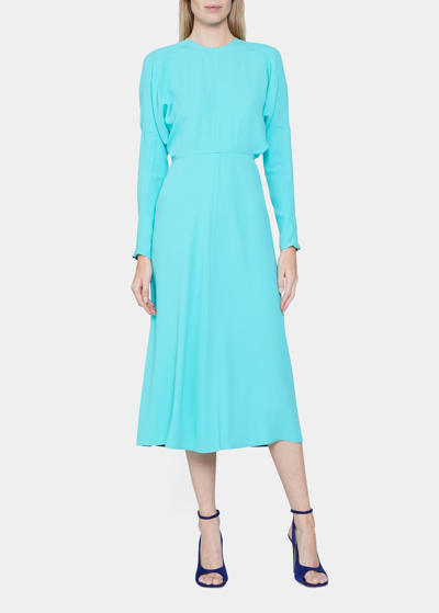 Shop Victoria Beckham Dolman-sleeve Midi Dress In Turquoise