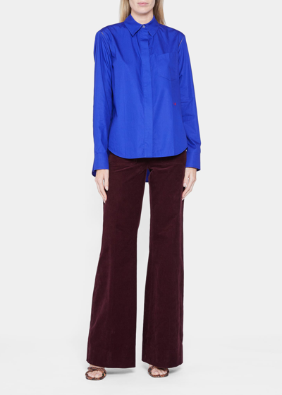 Shop Victoria Beckham Cold-shoulder Button Down Shirt In Electric Purple