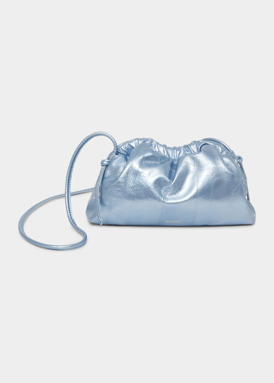 Shop Mansur Gavriel Cloud Mini Metallic Leather Clutch Bag In Ice