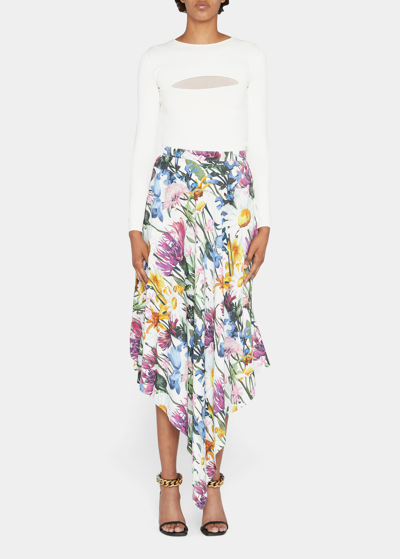 Shop Stella Mccartney Floral-print Asymmetric Midi Skirt In 8475 Multicolor