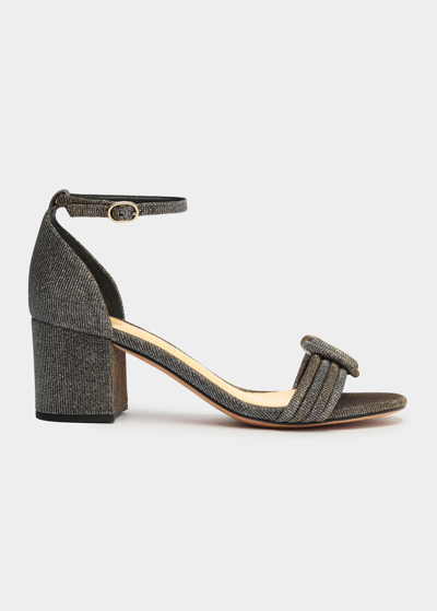 Shop Alexandre Birman Vicky Metallic Knot Ankle-strap Sandals In Stellar