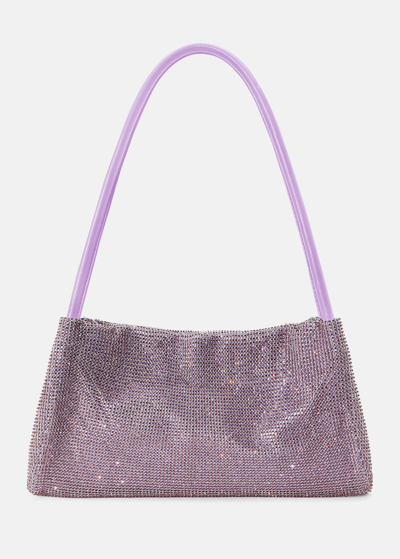 Shop Staud Penny Crystal Mesh Shoulder Bag In Lilac