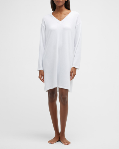 Shop Andine Carlotta Oversized Lace-trim Sleep Shirt In White