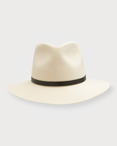 Shop Janessa Leone Luca Core Packable Wool Fedora Hat In Cream