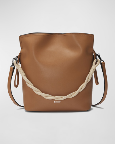 Shop Oryany Madeleine Leather Top-handle Bucket Bag In Sand Brown