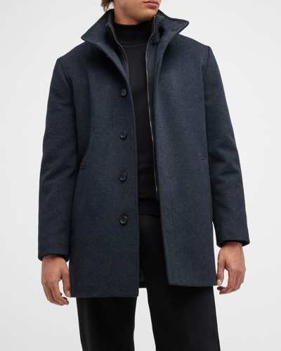 Shop Cardinal Of Canada Men's Mont-royal Car Coat With Bib In Navy Melange