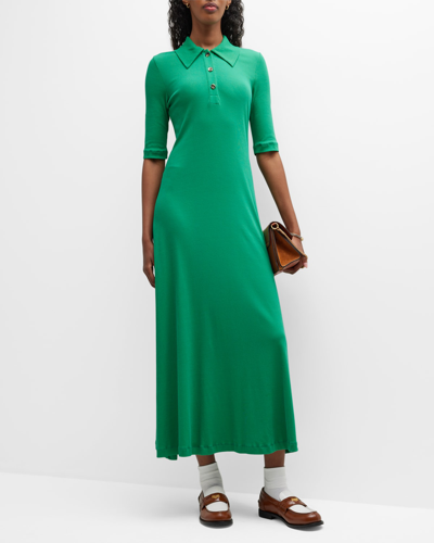 Shop Rosetta Getty Polo Midi Dress In Green