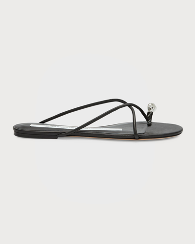 Shop Studio Amelia Pebble Toe-ring Flat Sandals In Black