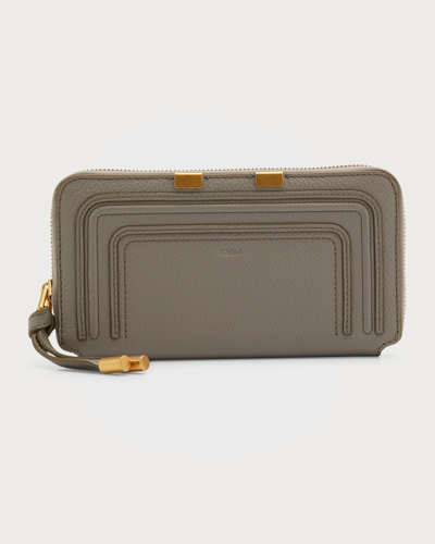 Shop Chloé Marcie Grained Calfskin Continental Wallet In Cashmere Grey