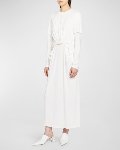 Shop Loewe Twist Layered Maxi T-shirt Dress In White