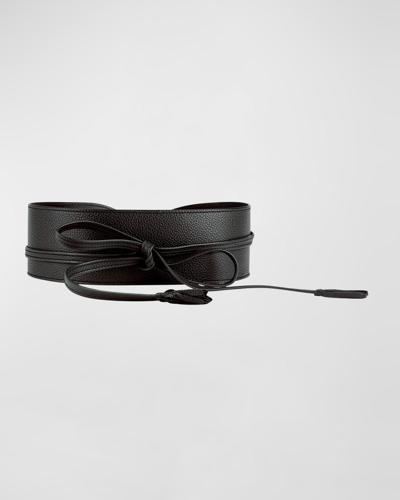 Shop Vaincourt Paris L'ingenieuse Pebbled Leather Belt In 01 Black