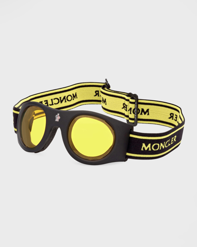 Shop Moncler City Acetate Branded Goggles In Matte Black