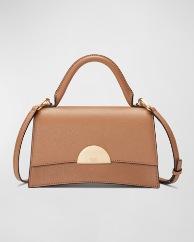 Shop Oryany Milla Flap Leather Top-handle Bag In Sand Brown