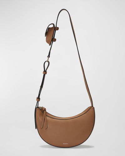 Shop Oryany Rookie Half-moon Leather Crossbody Bag In Sand Brown