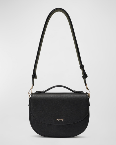 Shop Oryany Betty Saddle Leather Shoulder Bag In Black
