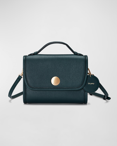 Shop Oryany Penny Mini Flap Leather Shoulder Bag In Deep Green