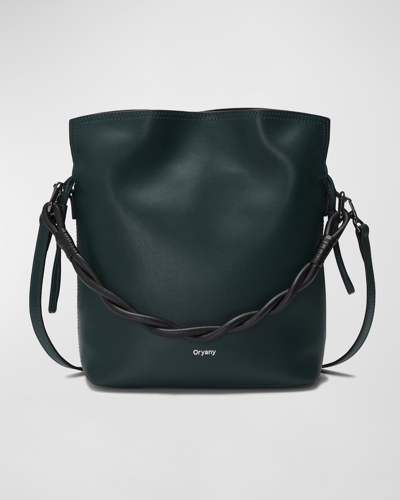 Shop Oryany Madeleine Leather Top-handle Bucket Bag In Deep Green