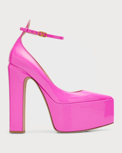 Shop Valentino Tango Patent Ankle-strap Platform Pumps In Pink